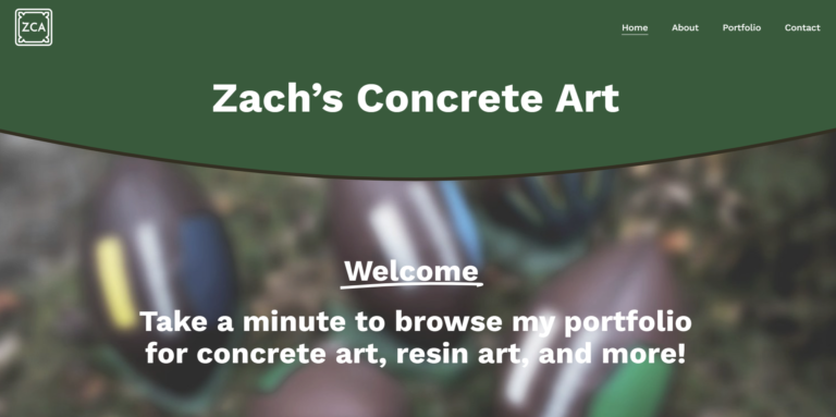 Zach’s Concrete Art – Squarespace Portfolio