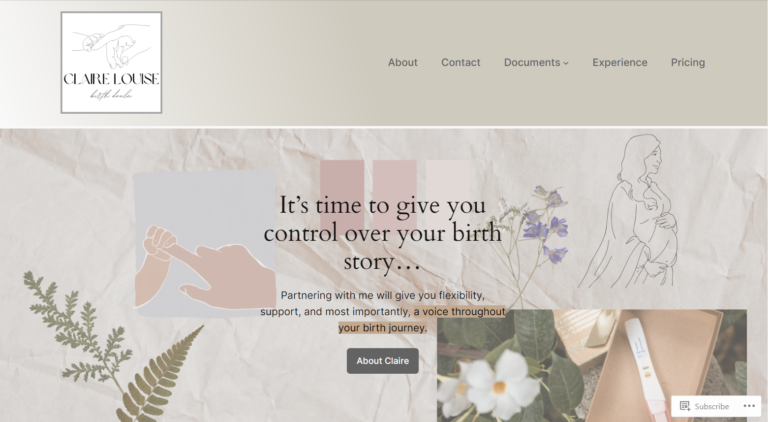 Claire Louise Doula Website Screenshot